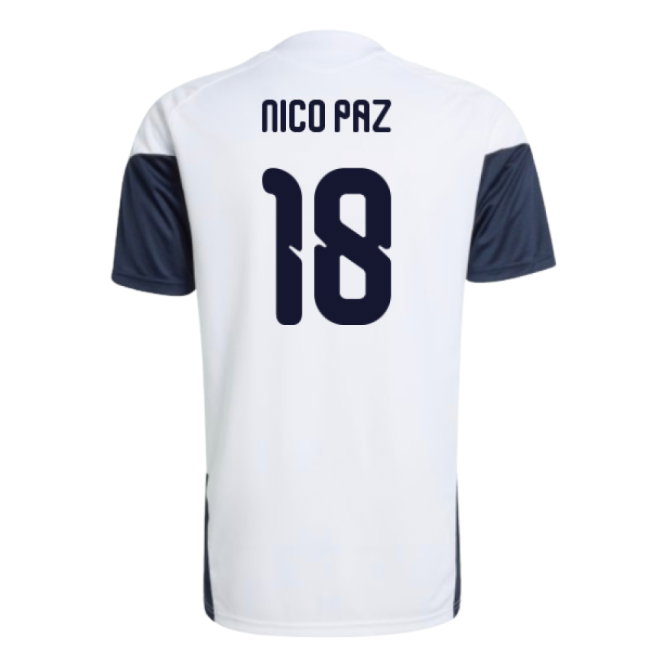 2026-2027 Argentina Training Jersey (White) (Nico Paz 18)-SoccerKits Hub | Buy Soccer Jerseys Online